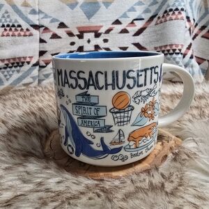 Starbucks Massachusetts Blue and White Mug